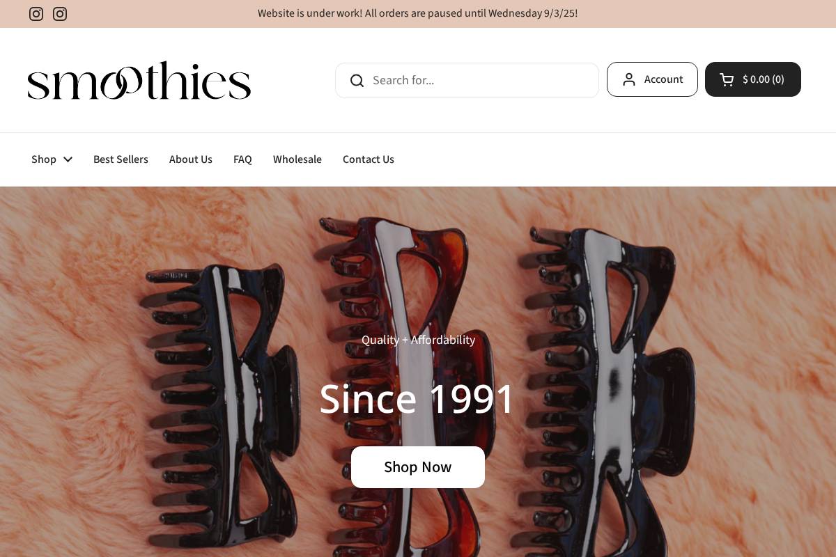 smoothiesstore.com homepage screenshot