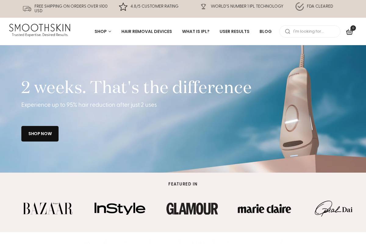SmoothSkin homepage screenshot