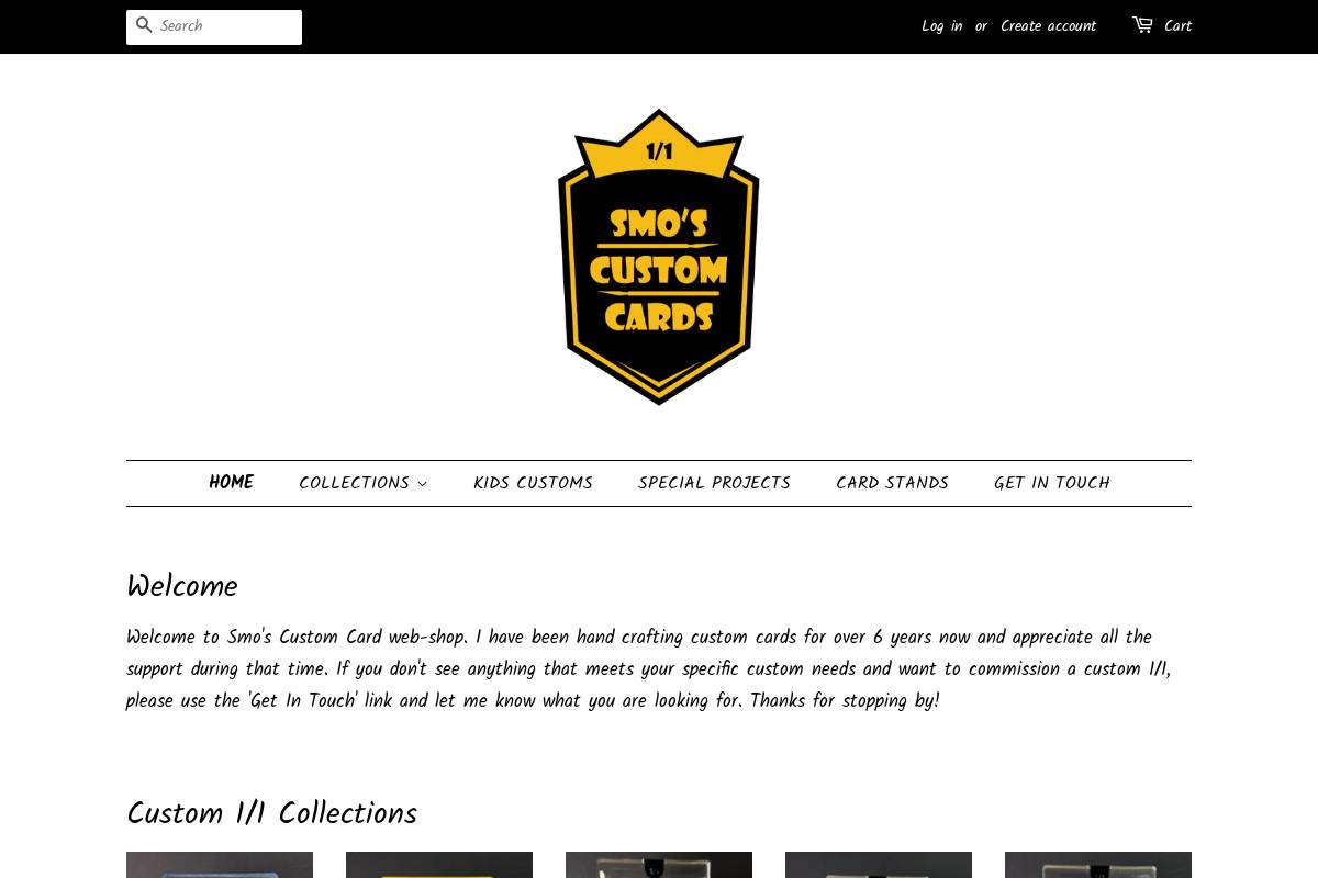 smoscustomcards.com homepage screenshot