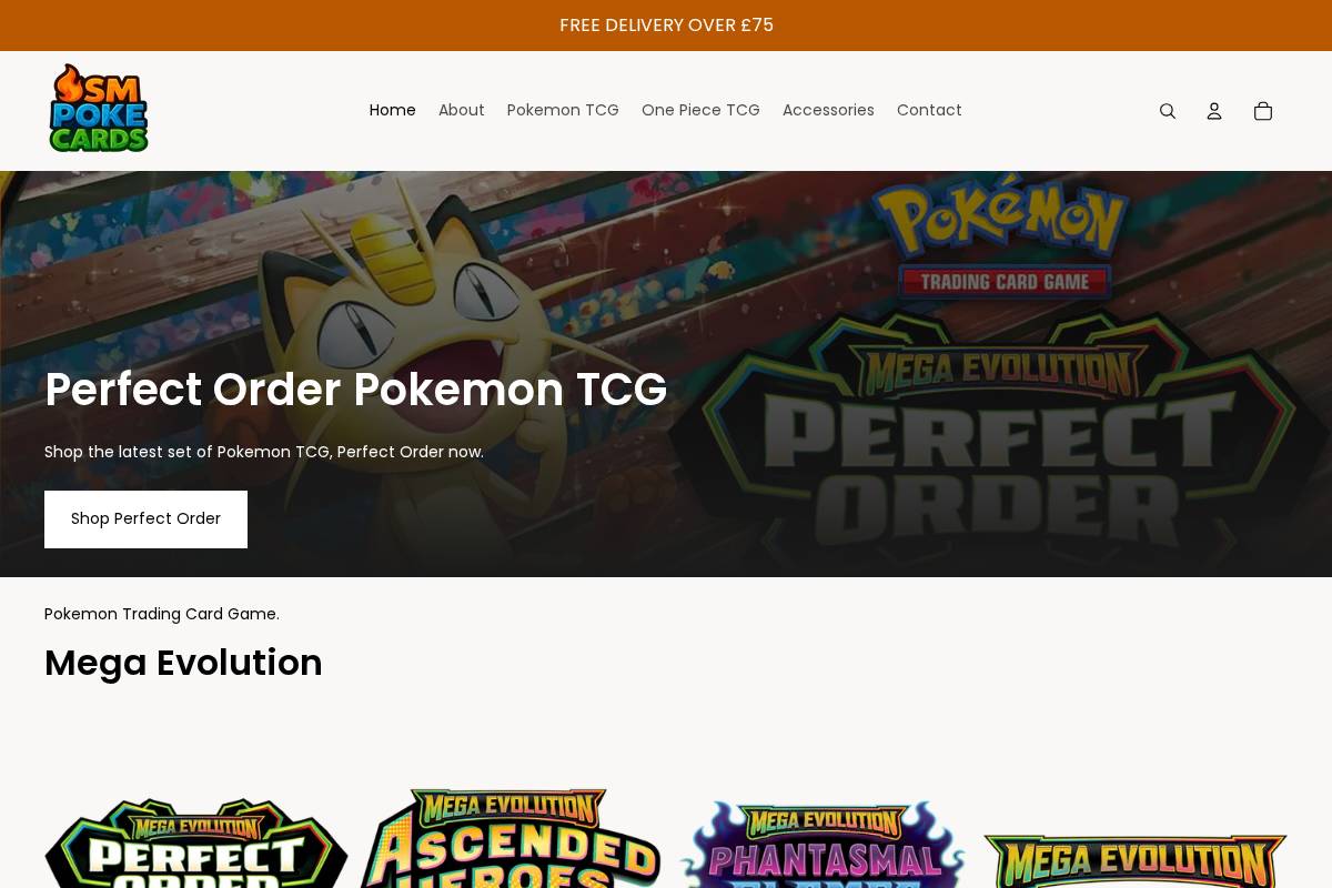 Smpokecards homepage screenshot