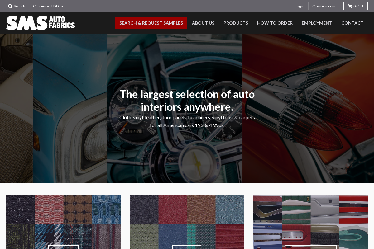SMS Auto Fabrics homepage screenshot