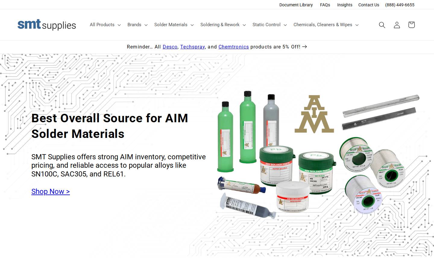 smtsupplies.com homepage screenshot