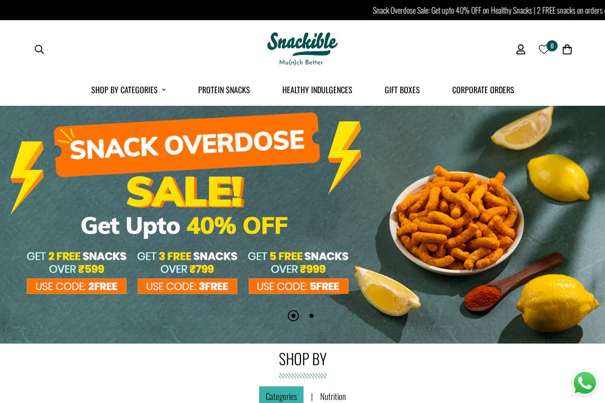 snackible.com homepage screenshot