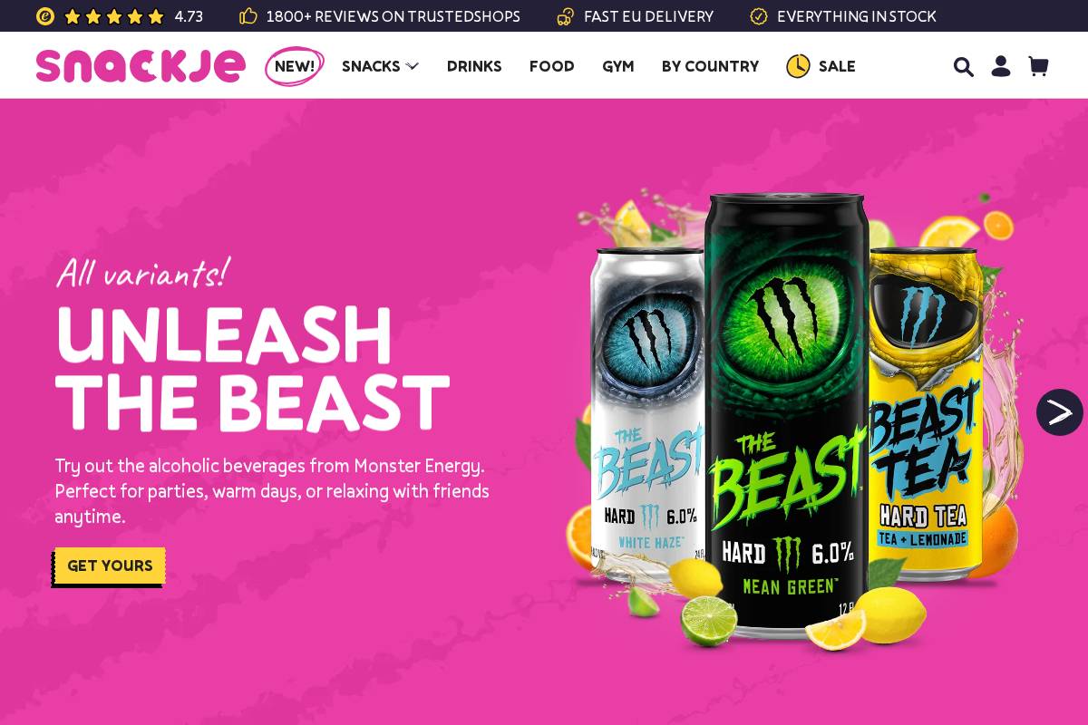 Snackje homepage screenshot