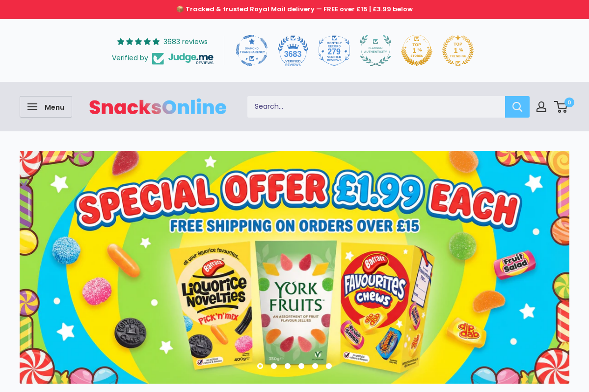 Snacksonline homepage screenshot