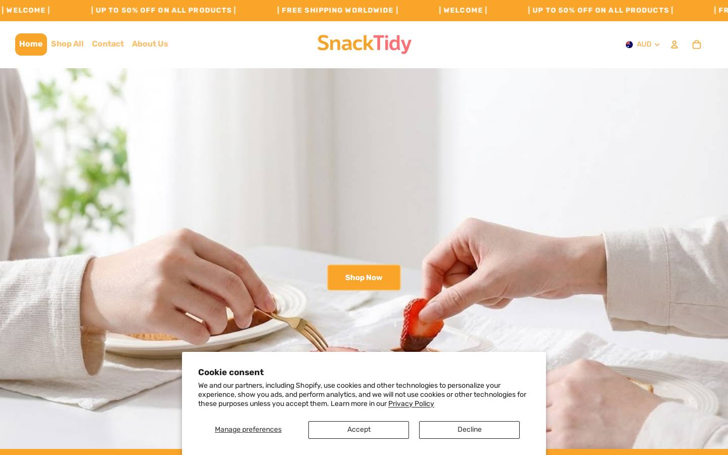 snacktidy.com homepage screenshot