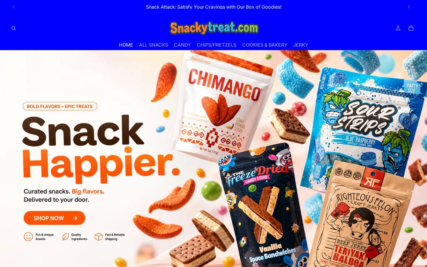 snackytreat.com homepage screenshot