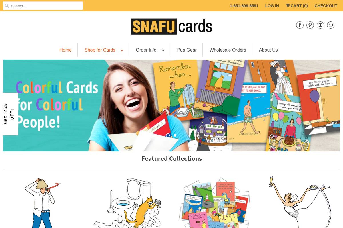 snafucards.com homepage screenshot