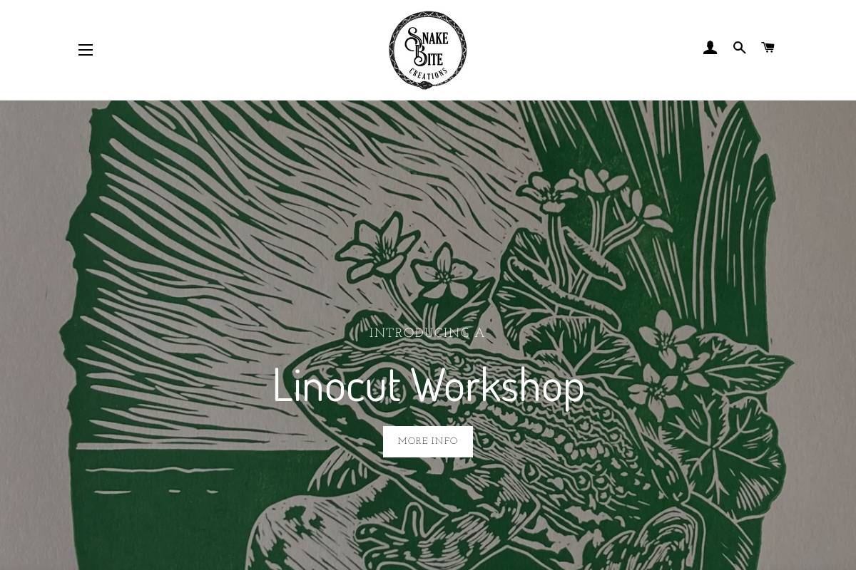 snakebitecreations.com homepage screenshot