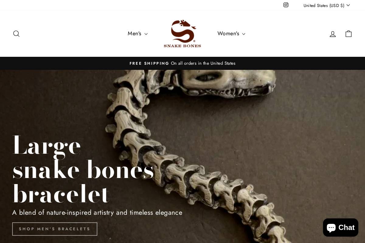 snakebones.com homepage screenshot
