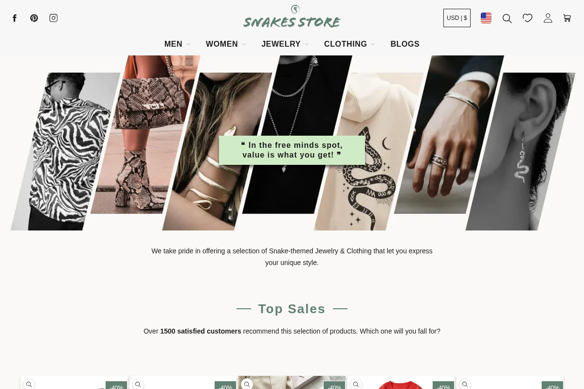 Snakes Store homepage screenshot