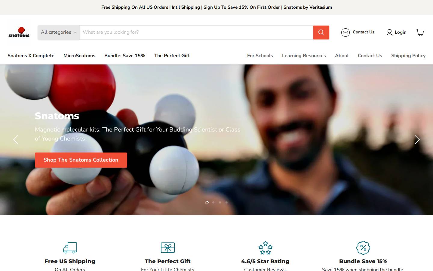 snatoms.com homepage screenshot
