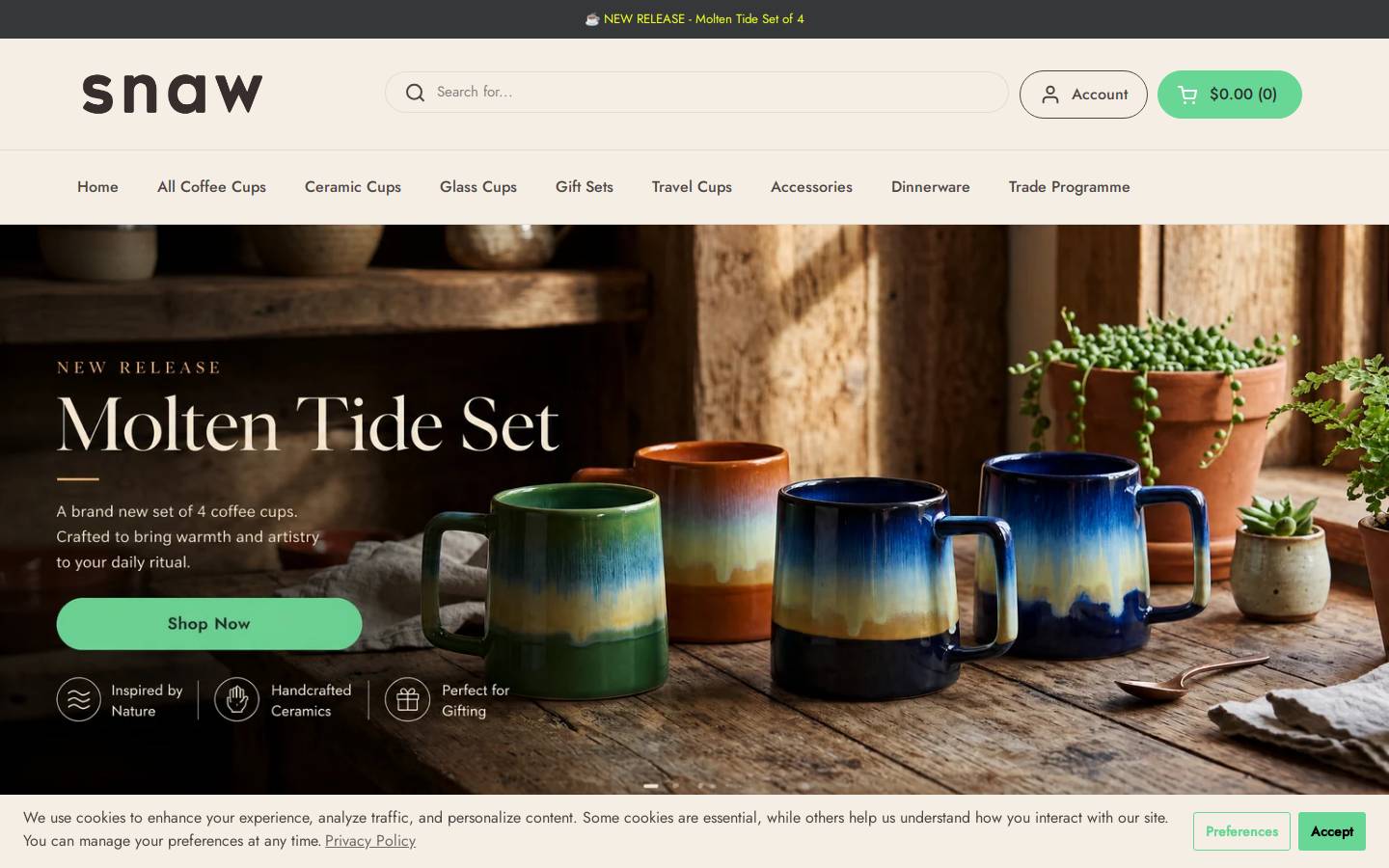 Snaw homepage screenshot