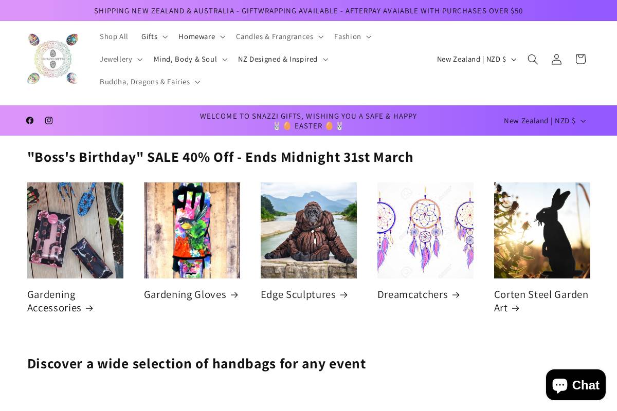 snazzigifts.co.nz homepage screenshot