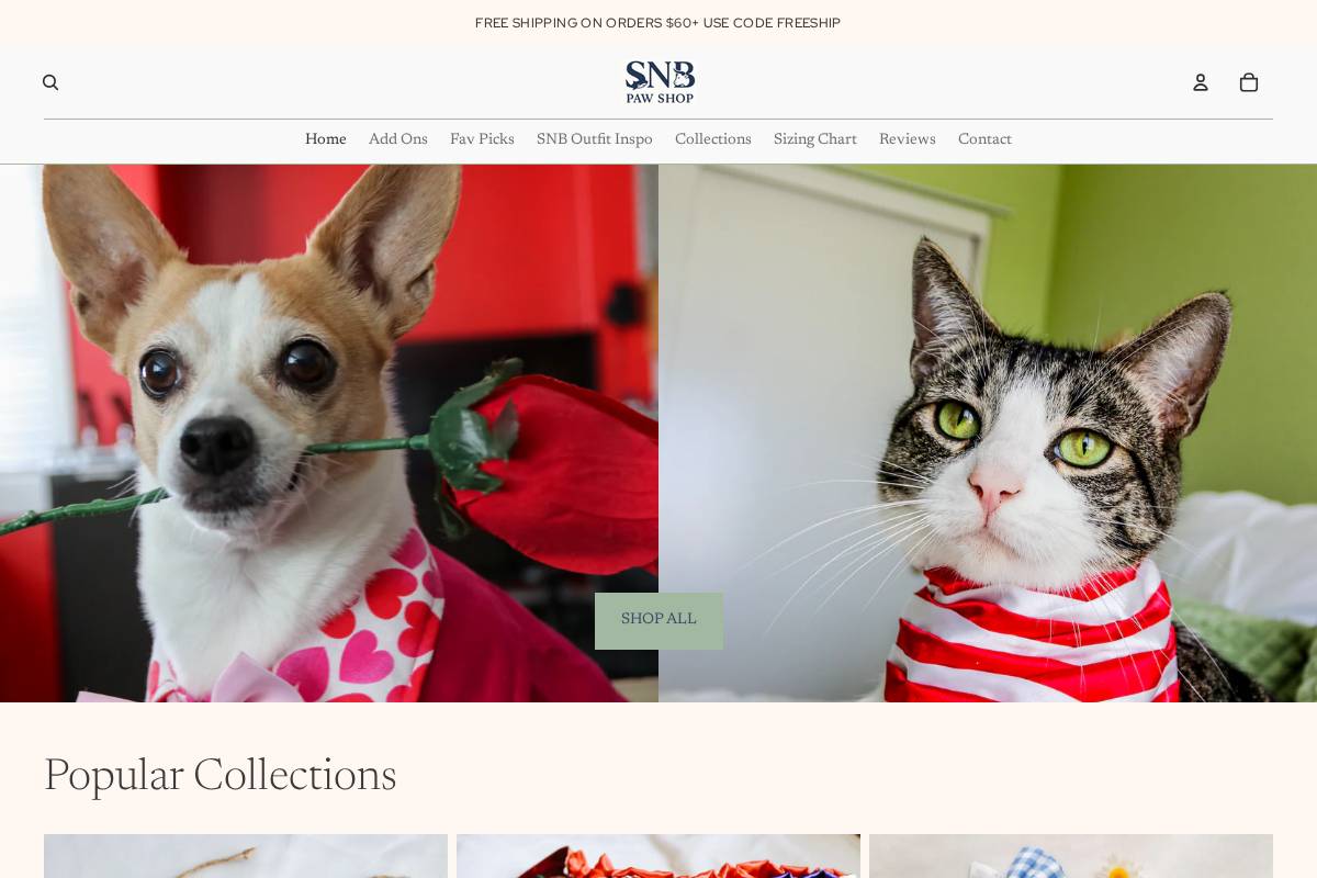 snbpawshop.com homepage screenshot