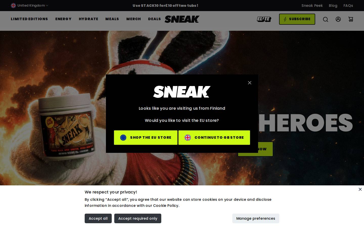 sneakenergy.com homepage screenshot