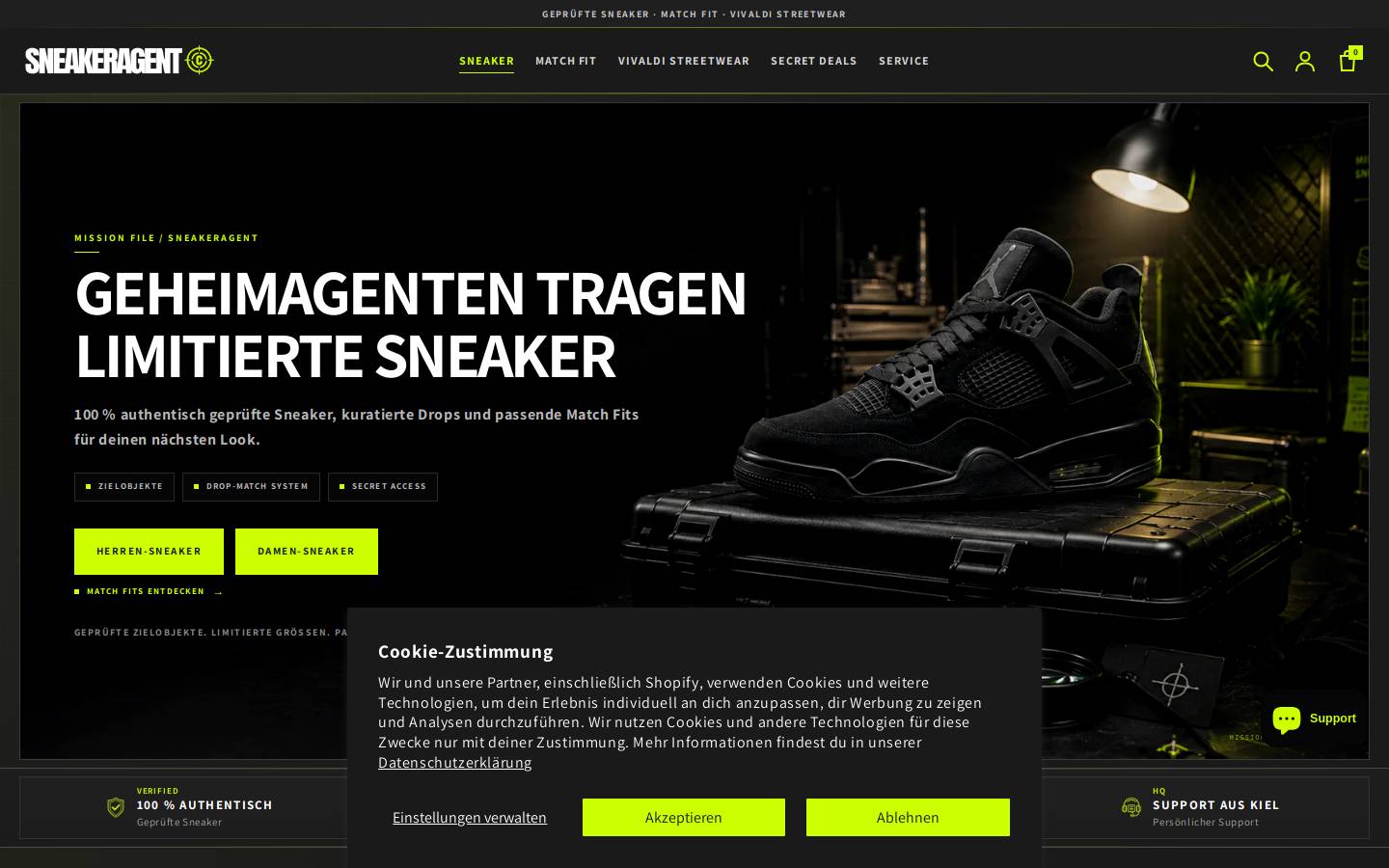 sneakeragent.de homepage screenshot
