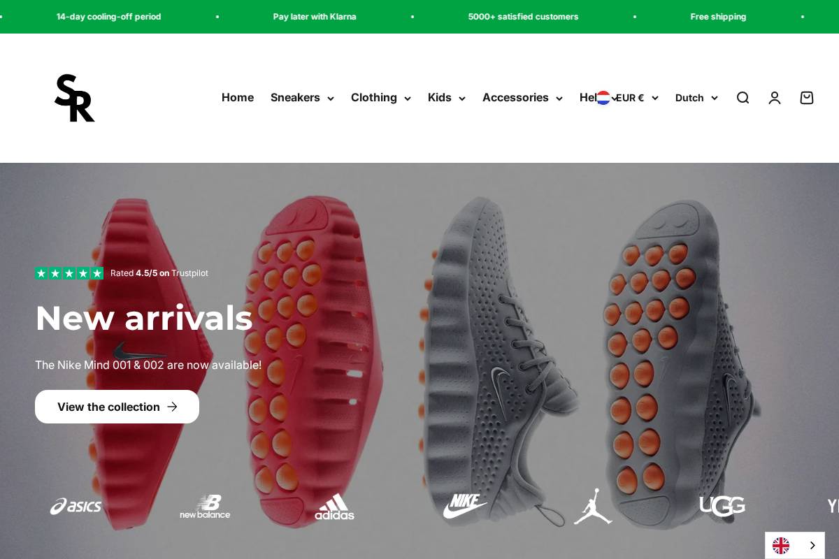 Sneakeregeer homepage screenshot