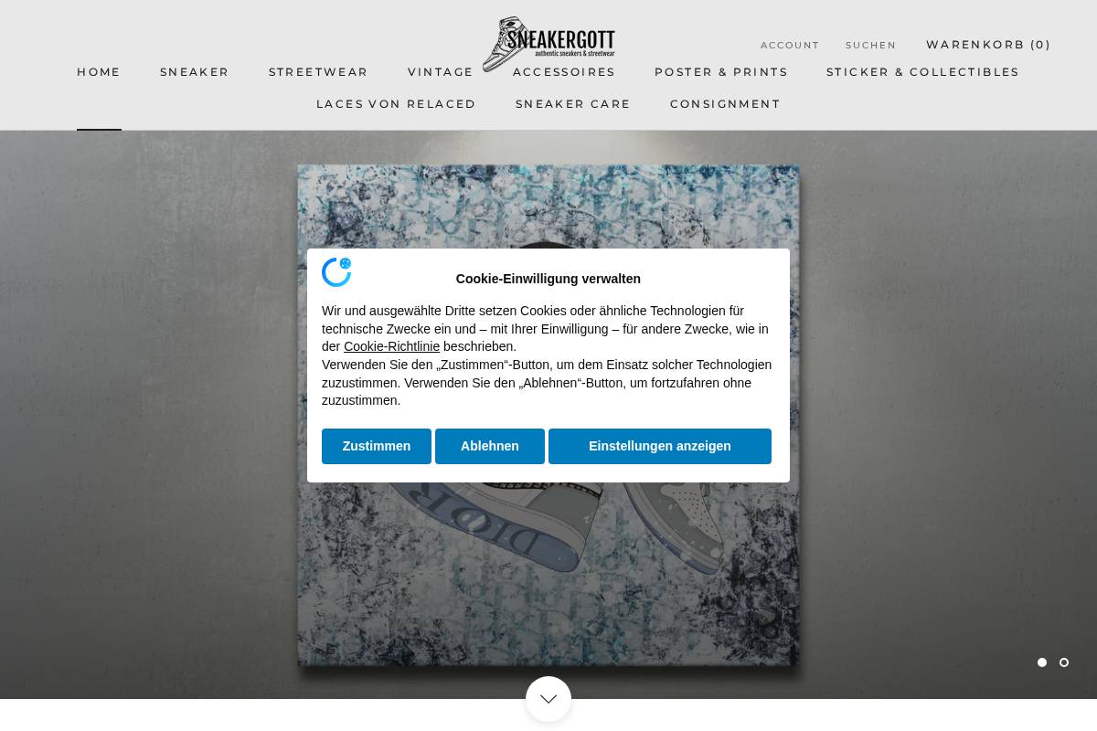 Sneakergott homepage screenshot