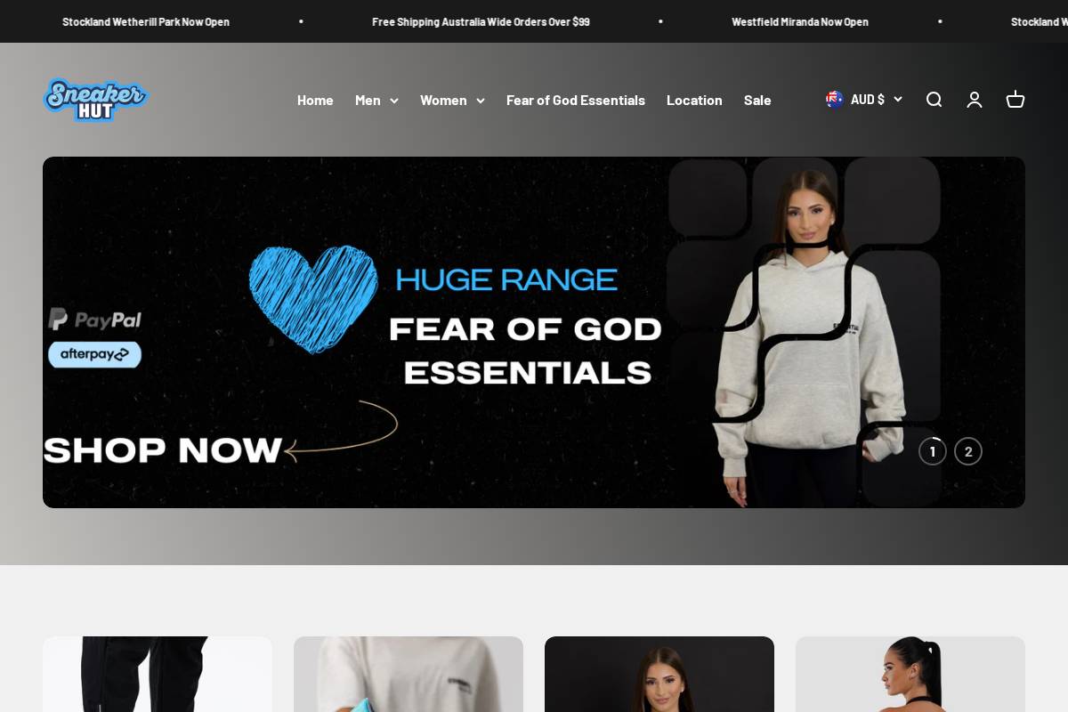 sneakerhut.com.au homepage screenshot
