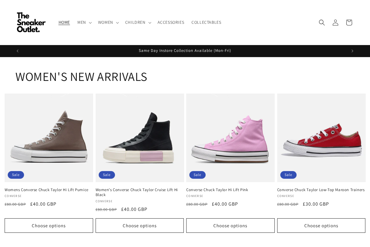 sneakeroutlet.co.uk homepage screenshot