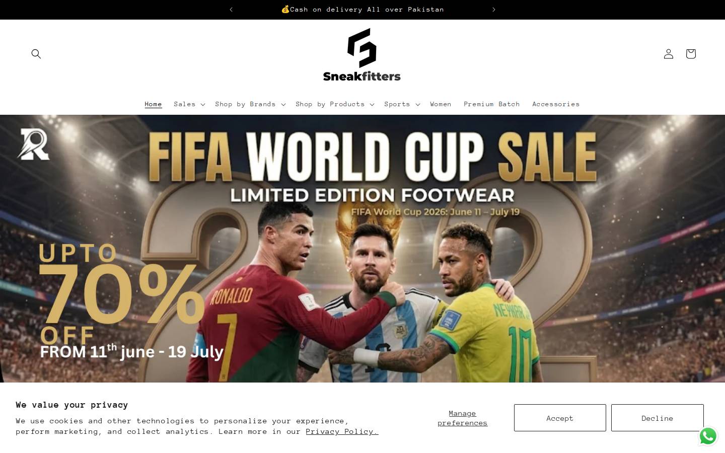 sneakfitters.com homepage screenshot
