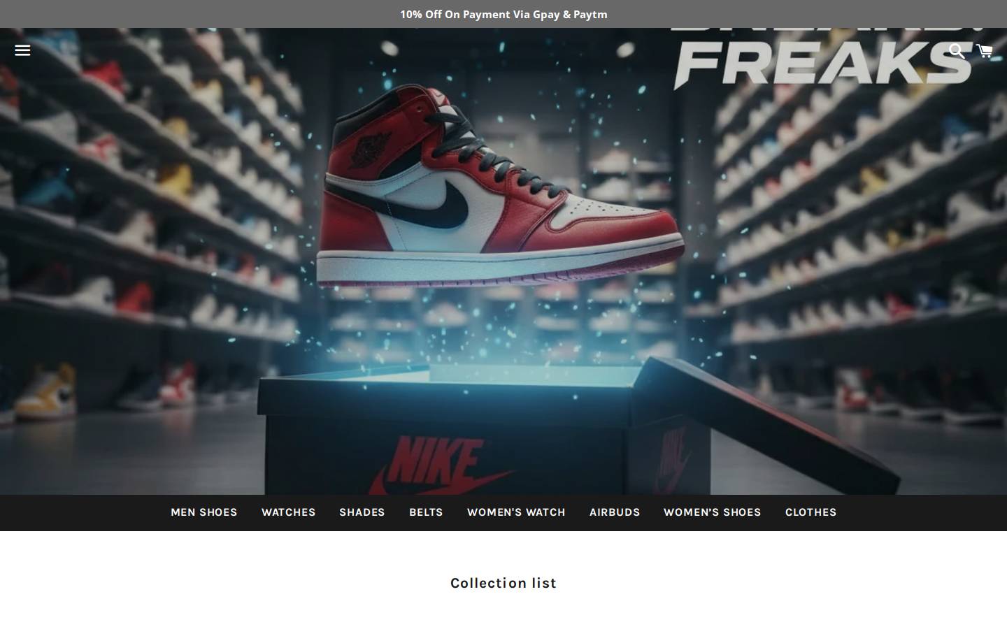 sneaksfreaks.in homepage screenshot