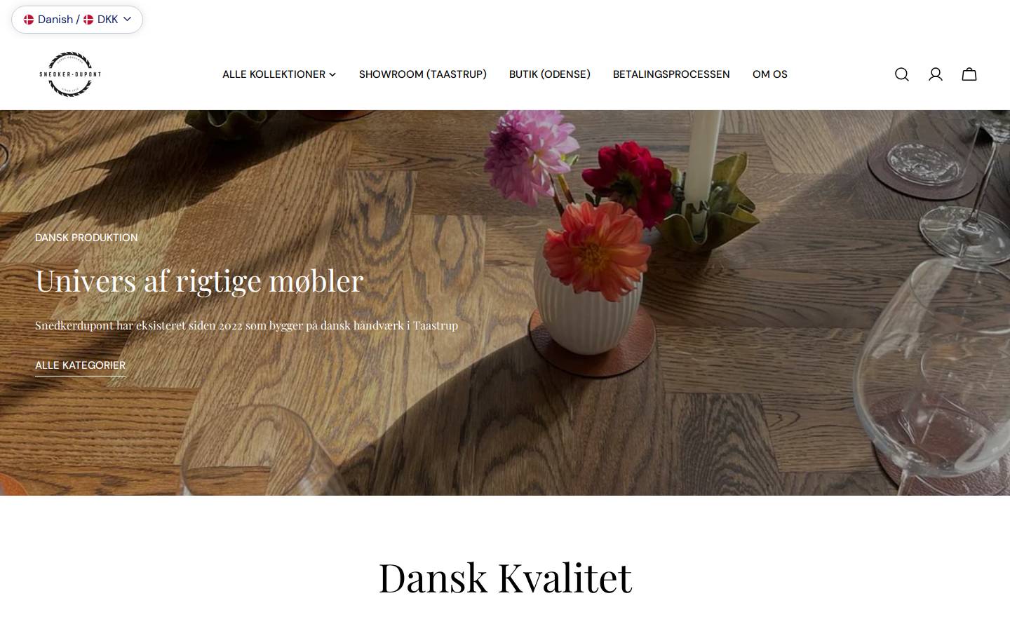 Snedkeriet Dupont homepage screenshot