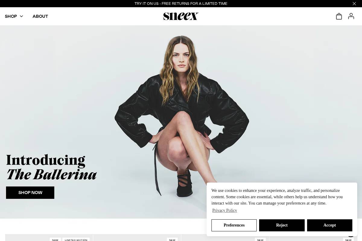 Sneex homepage screenshot