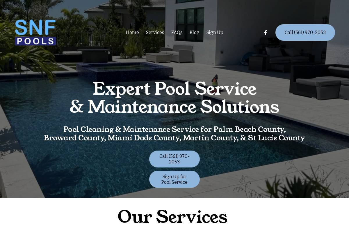 snfpools.com homepage screenshot