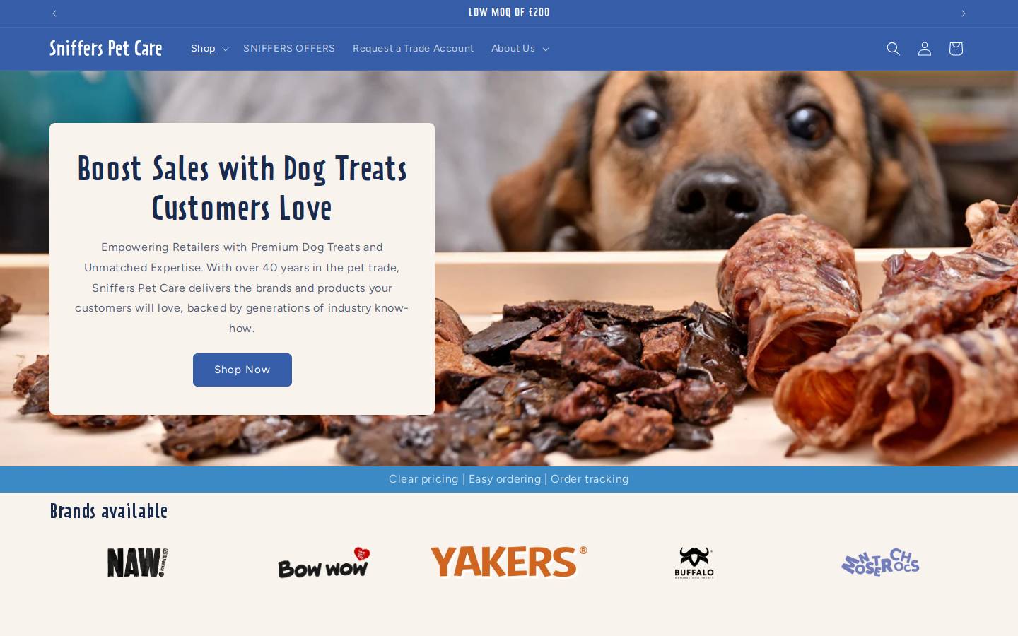 snifferspetcare.com homepage screenshot