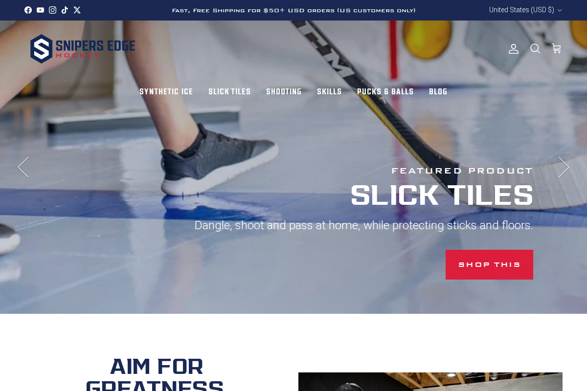 snipersedgehockey.com homepage screenshot