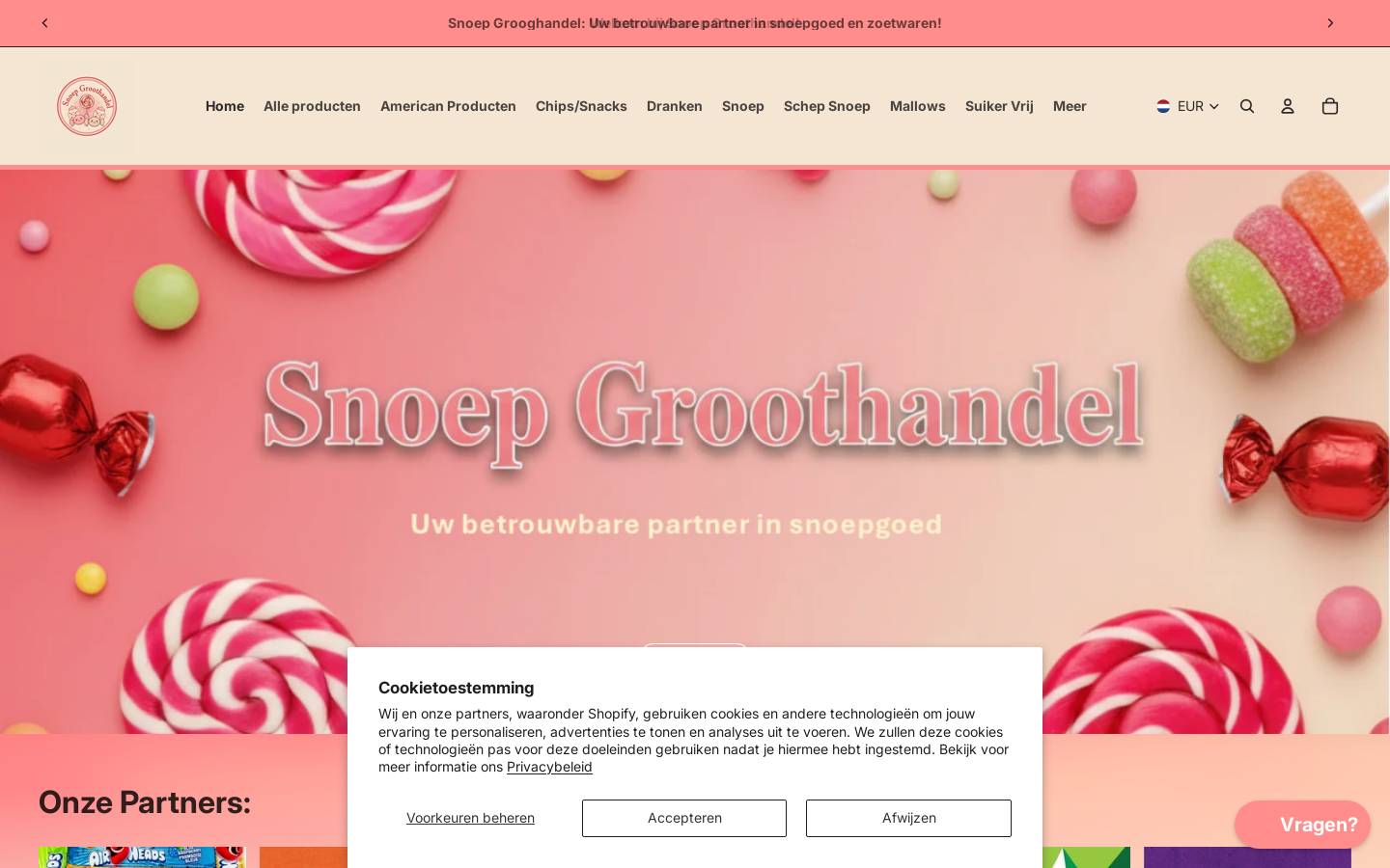 snoepgroothandel.com homepage screenshot