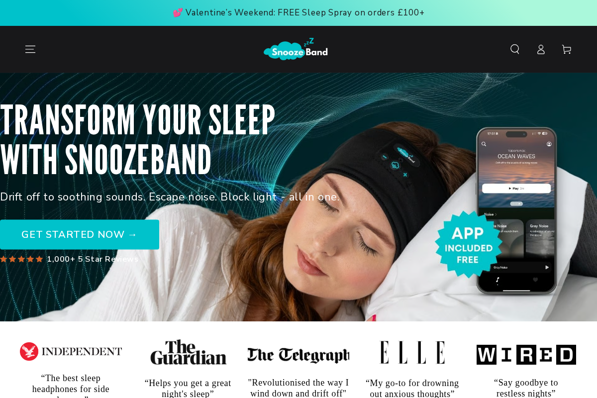 Snooze Band homepage screenshot