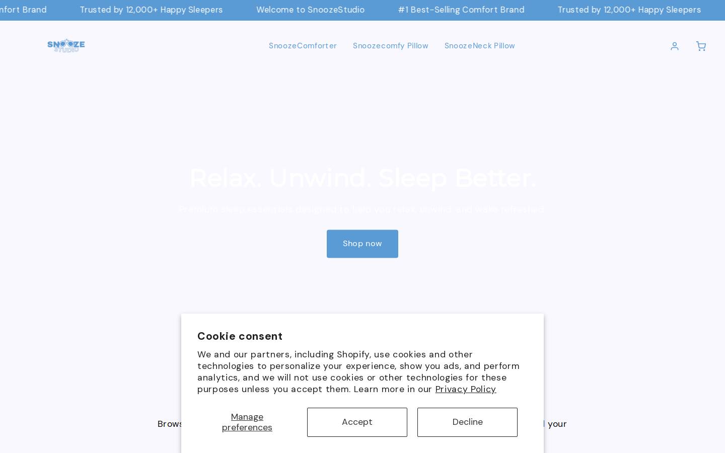 snoozestudio.shop homepage screenshot