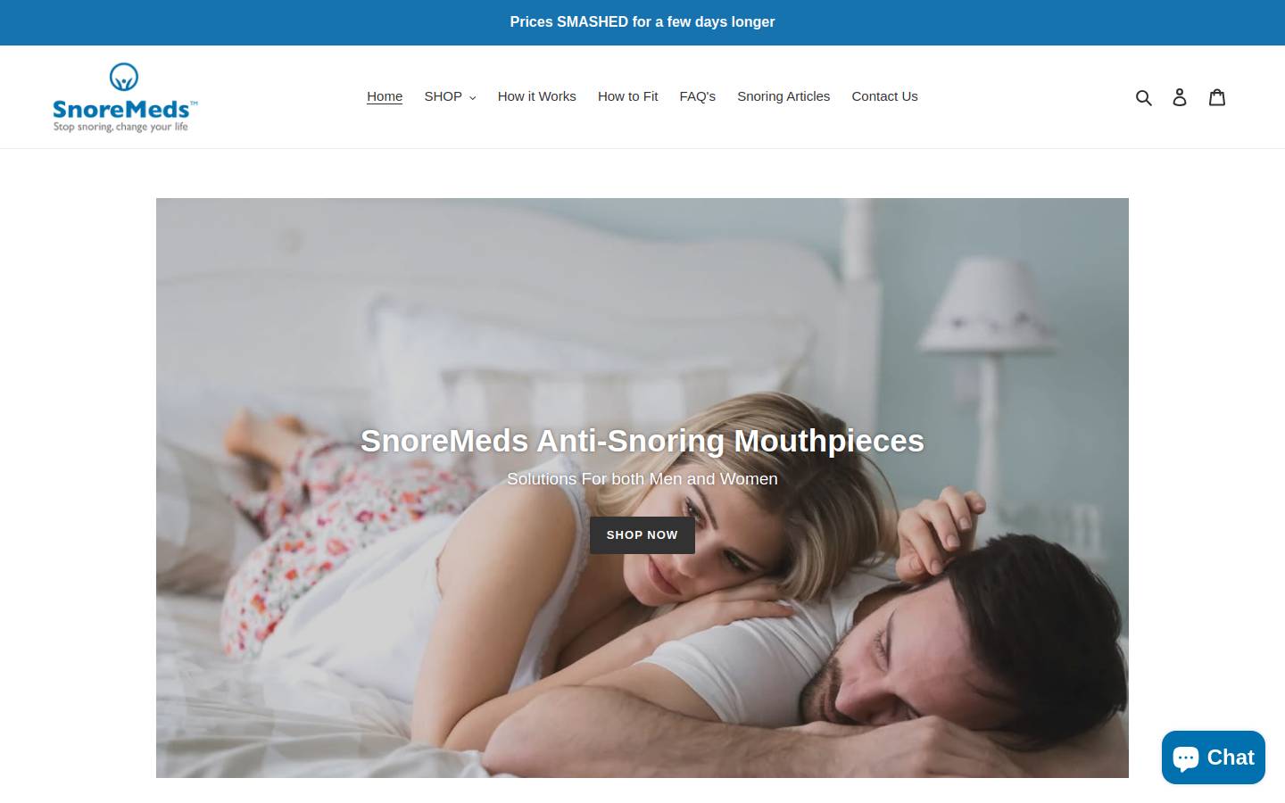 Snoremeds homepage screenshot