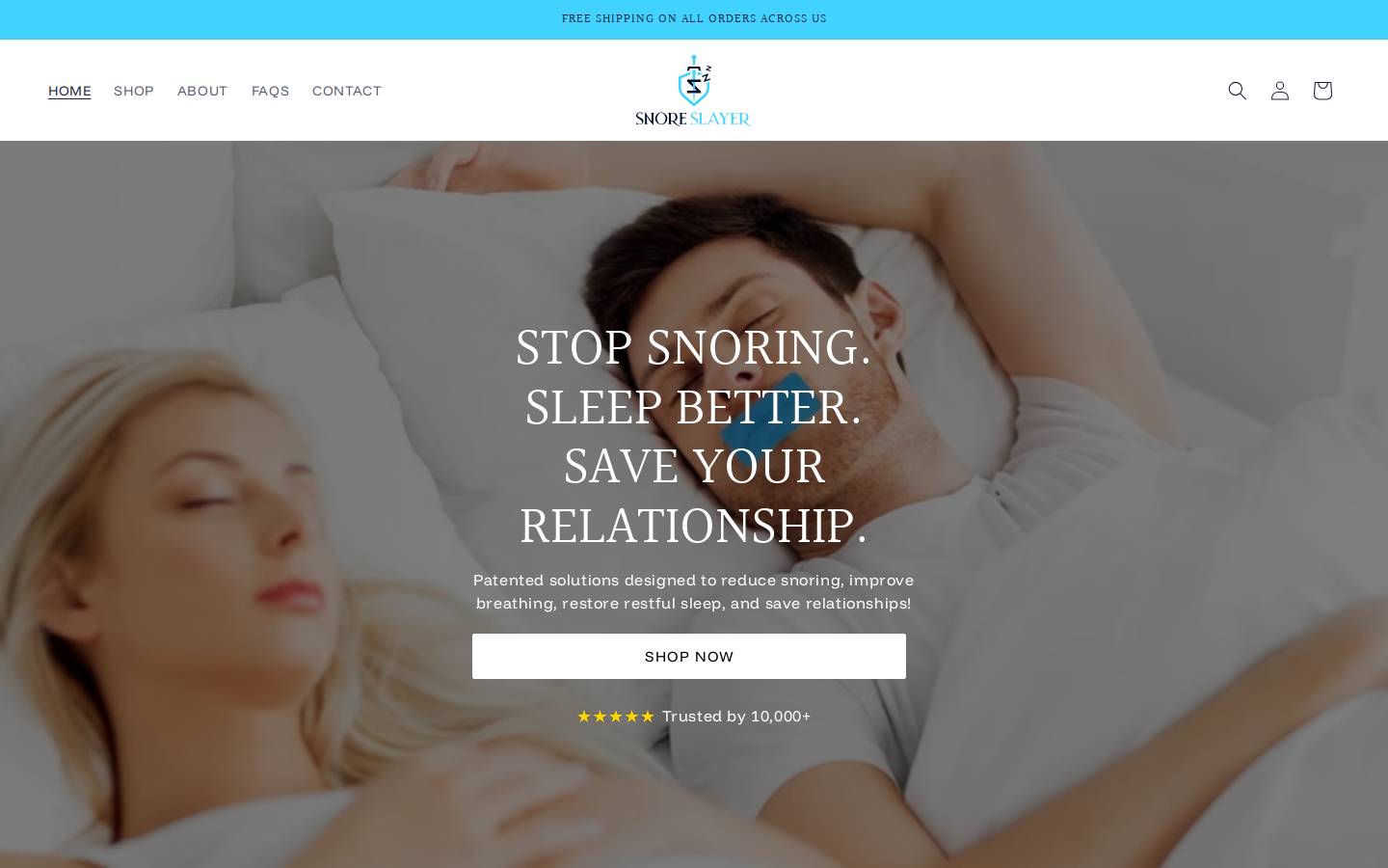 snoreslayer.com homepage screenshot