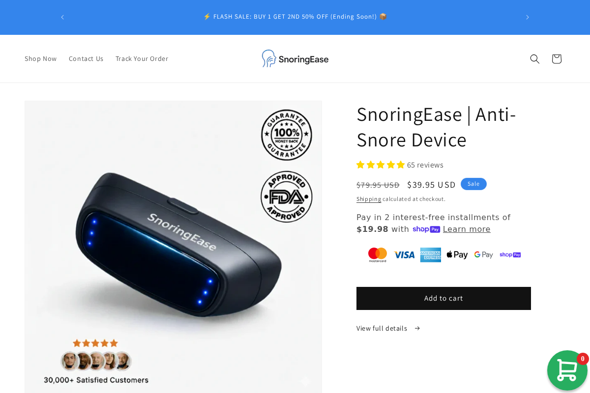 SnoringEase homepage screenshot