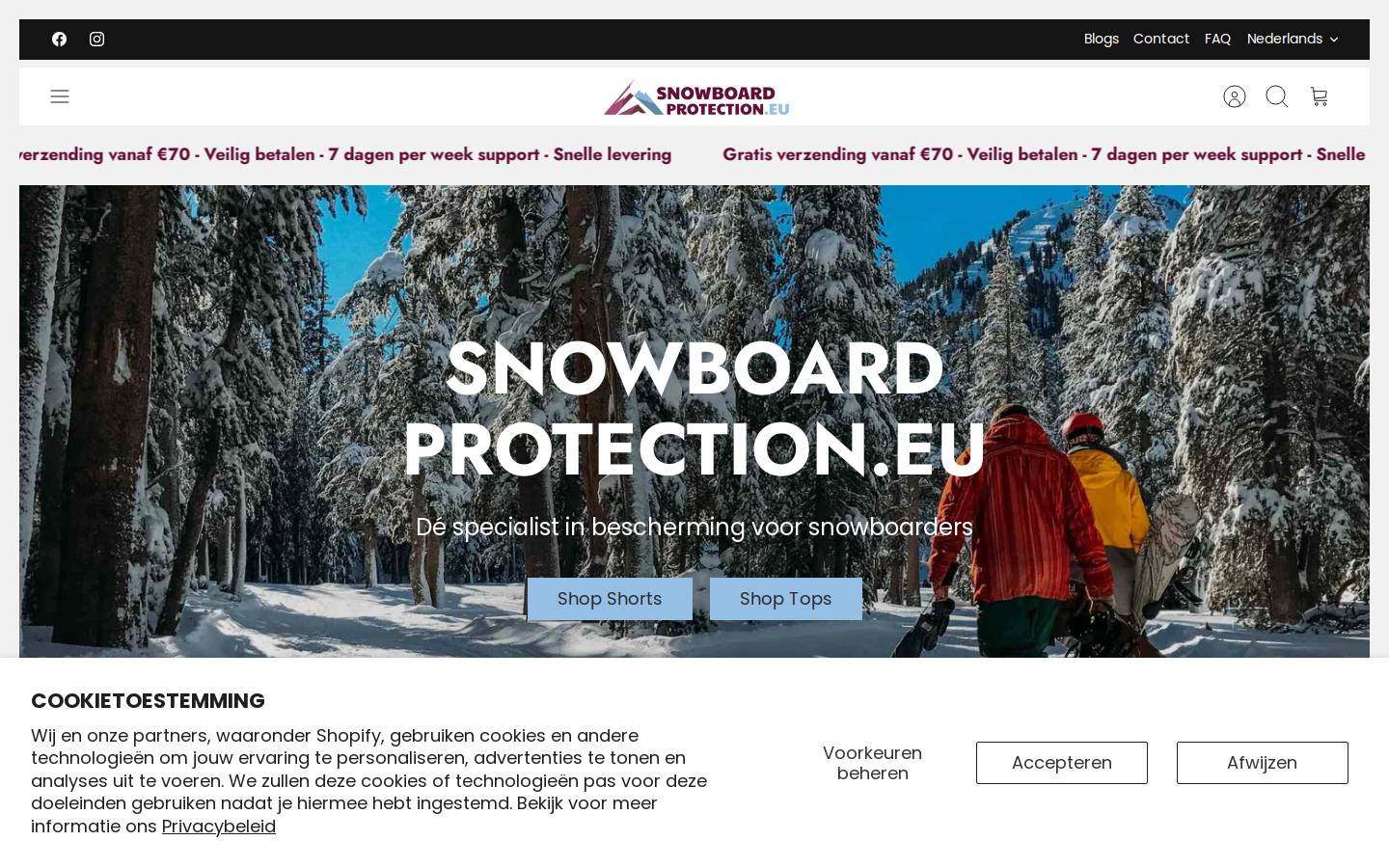 Snowboardprotection.eu homepage screenshot