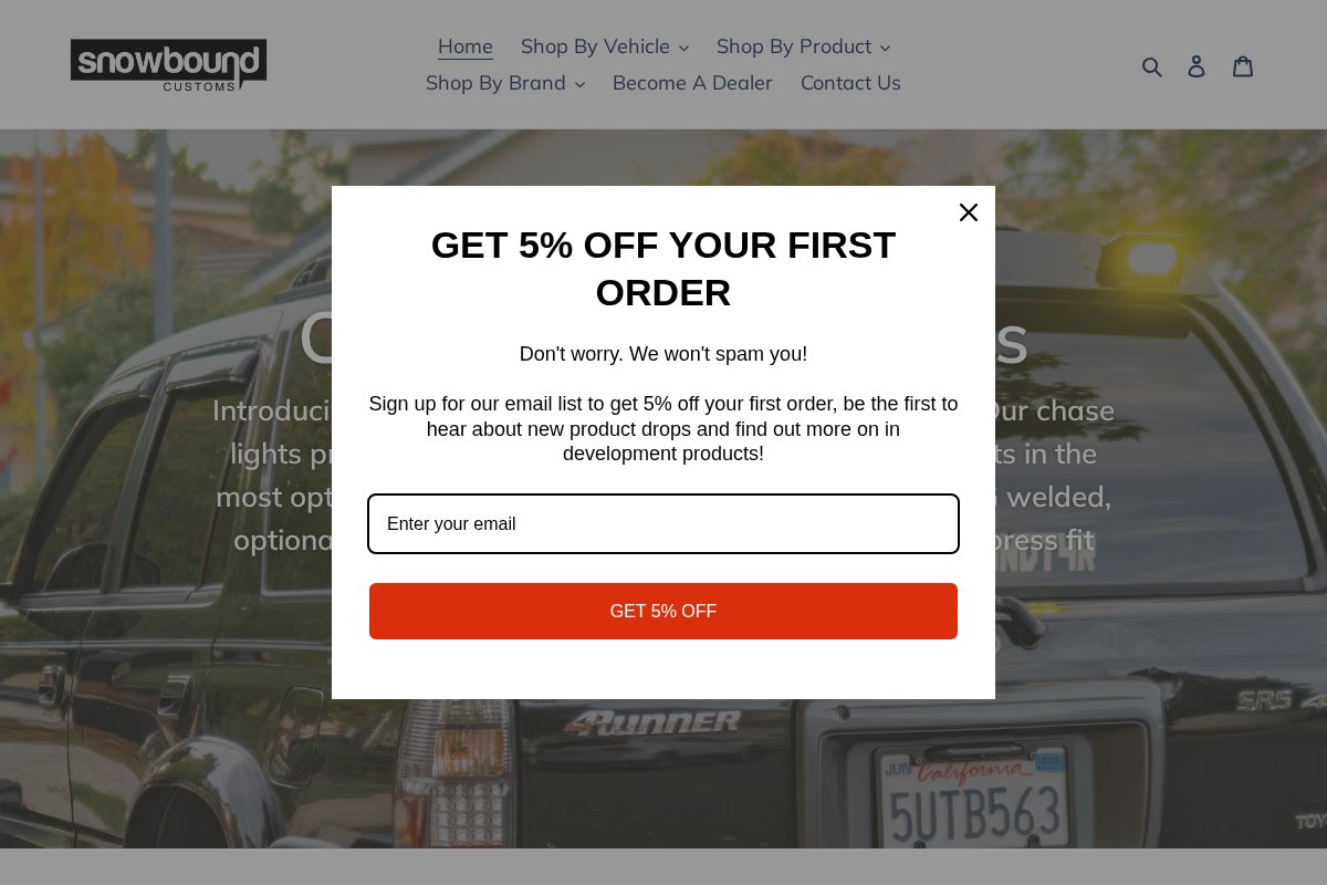 Snowbound Customs homepage screenshot