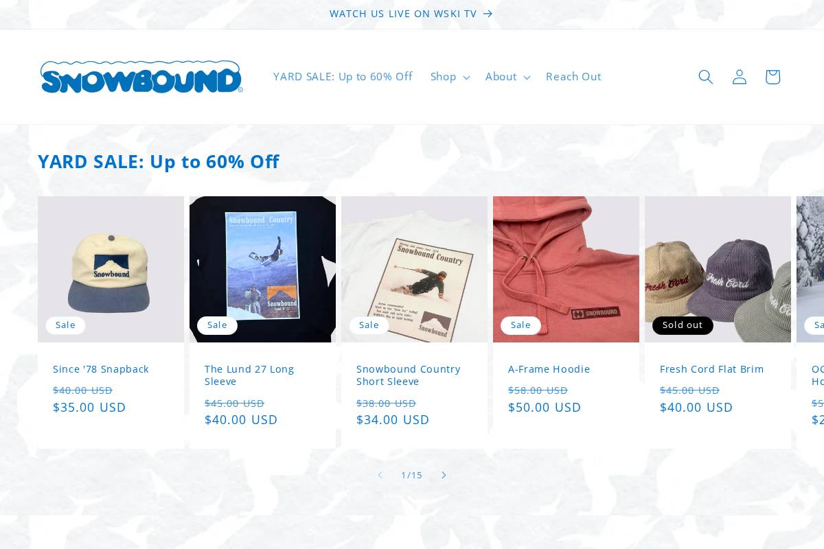 snowboundusa.com homepage screenshot