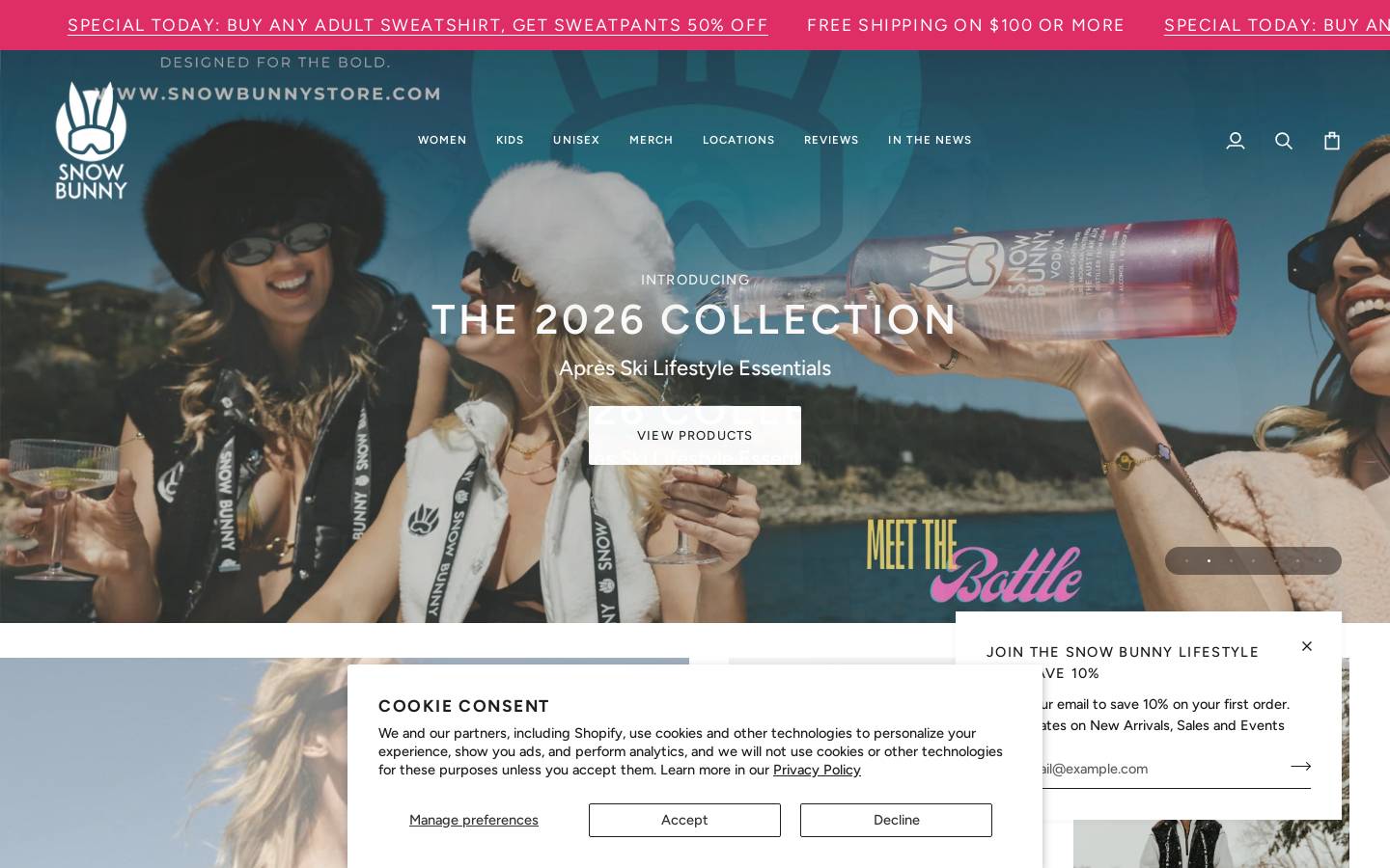 snowbunnystore.com homepage screenshot