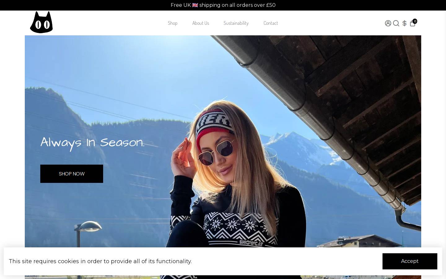 snowcatclothing.com homepage screenshot