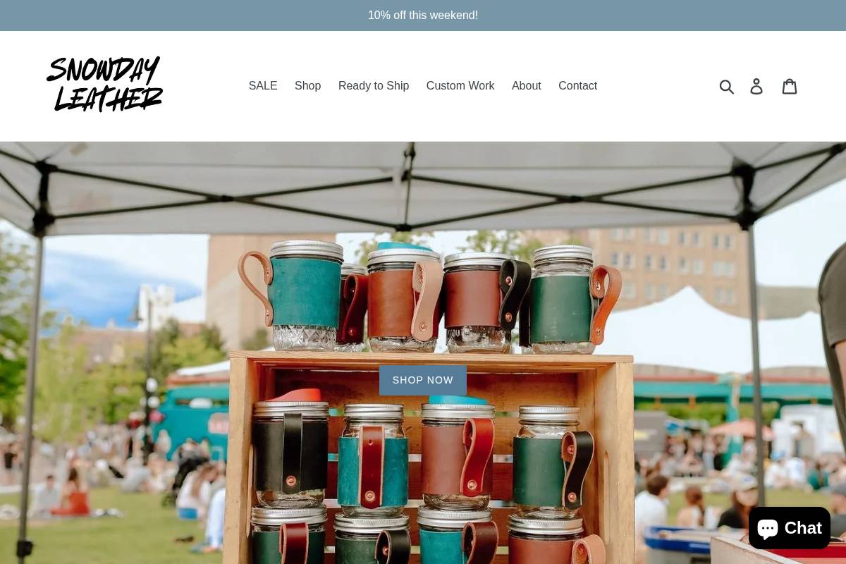 snowdayleather.com homepage screenshot