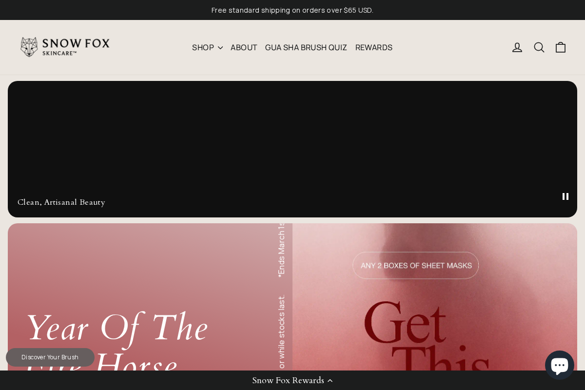 Snow Fox Skincare homepage screenshot