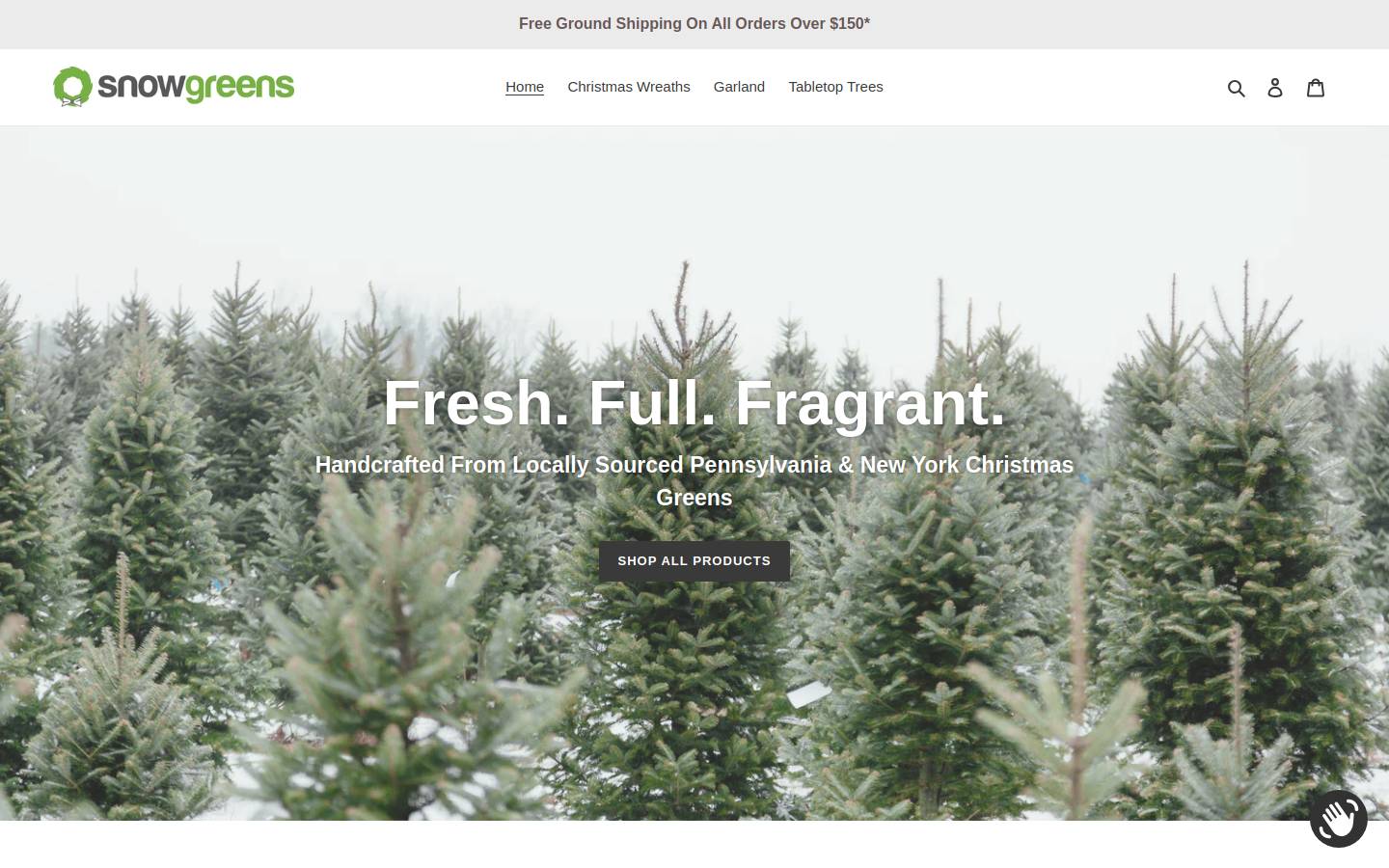 snowgreens.com homepage screenshot