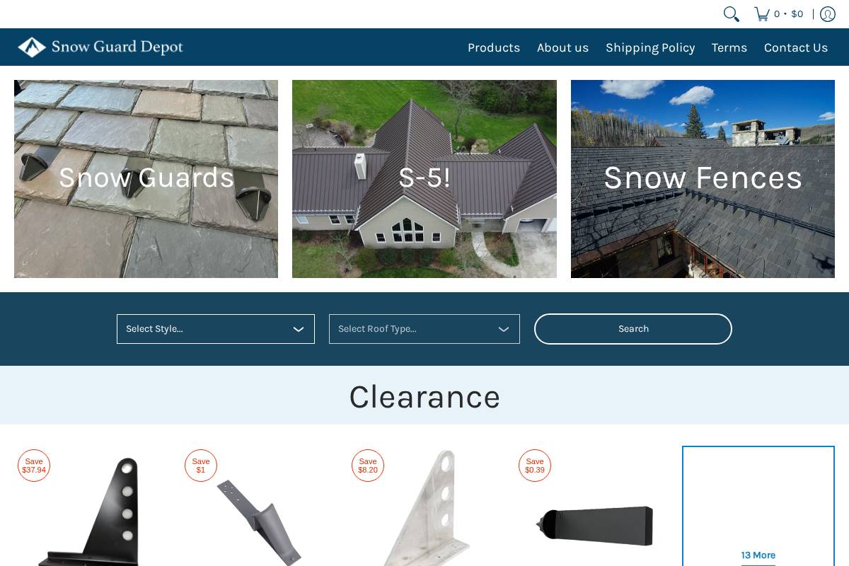 snowguarddepot.com homepage screenshot