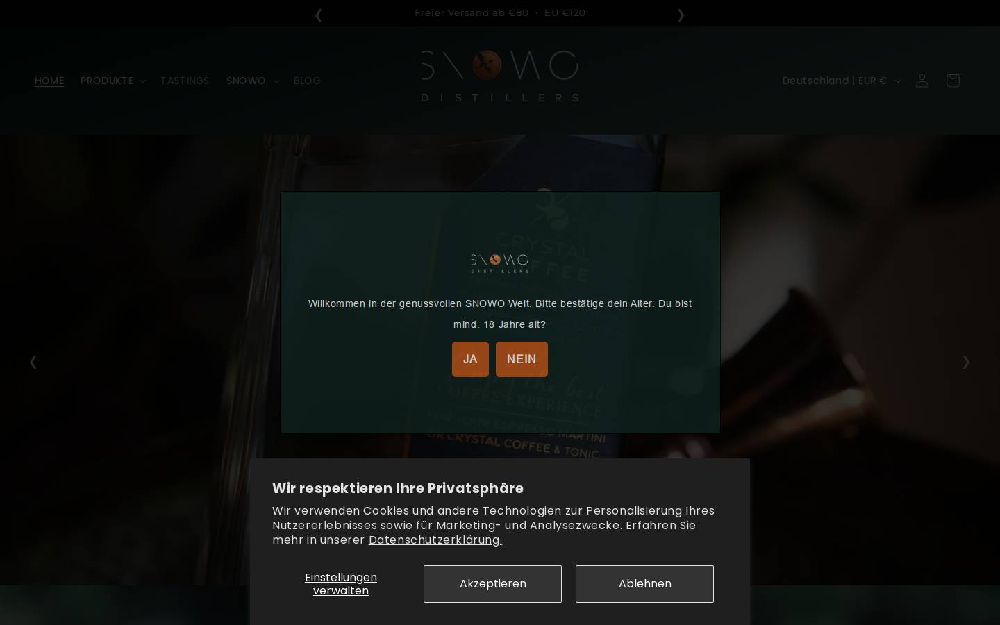 snowo-distillers.com homepage screenshot