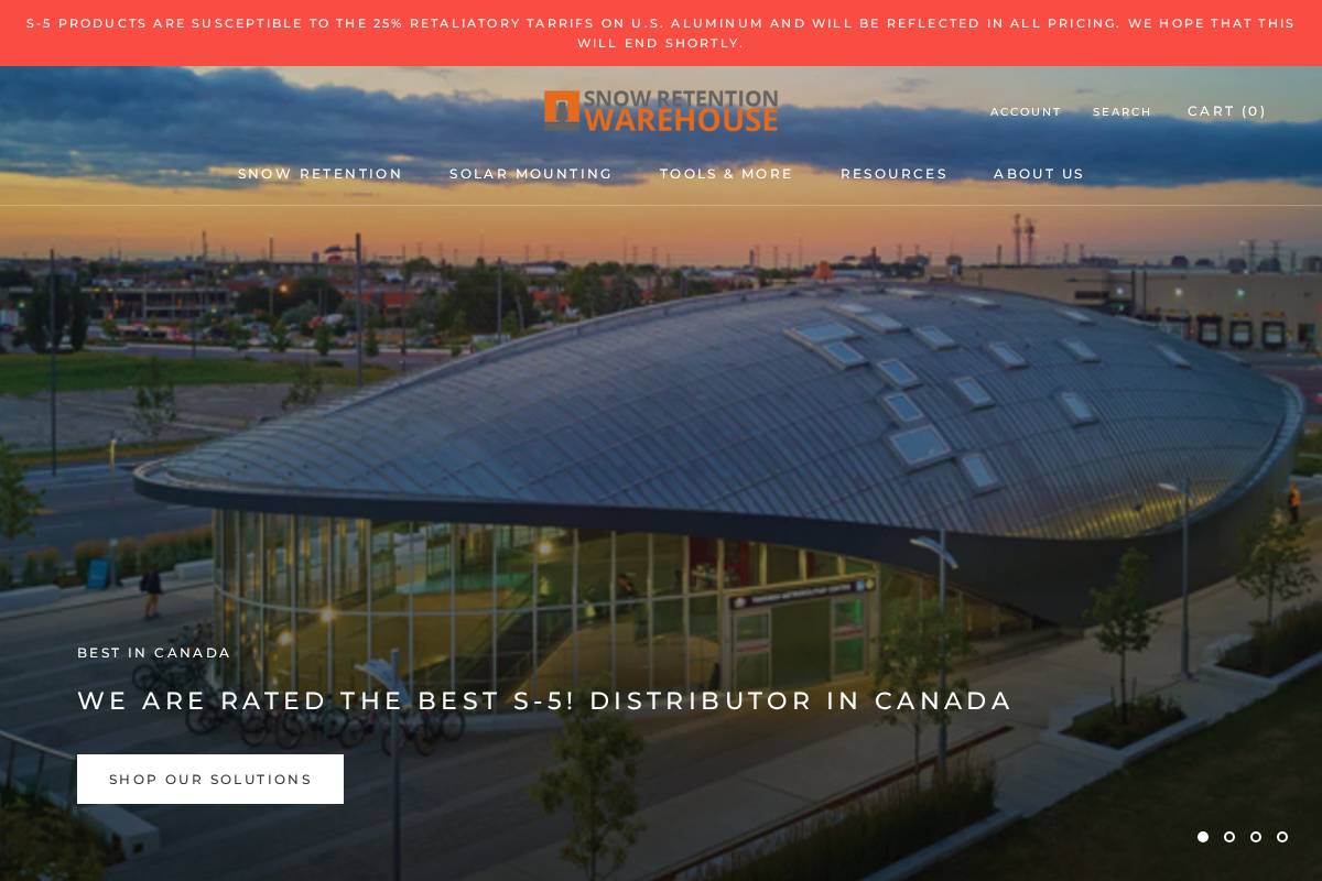 snowretentionwarehouse.ca homepage screenshot