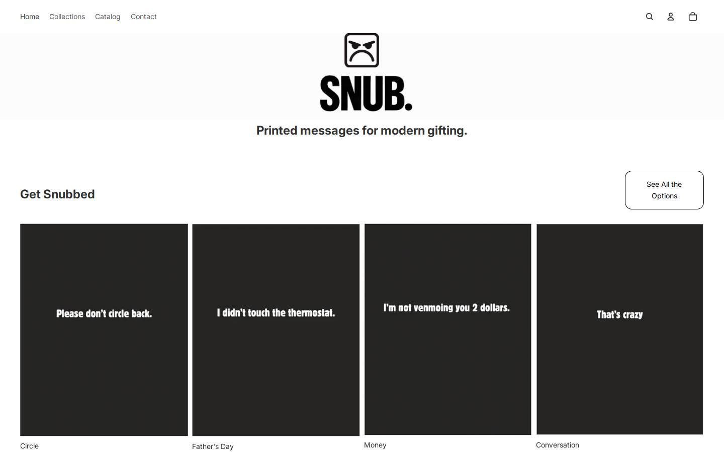 snubcards.com homepage screenshot
